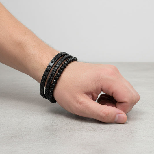 Stylowa Bransoletka Męska ze Skóry
