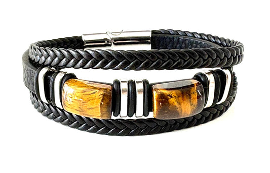 Stylowa Bransoletka Męska ze Skóry