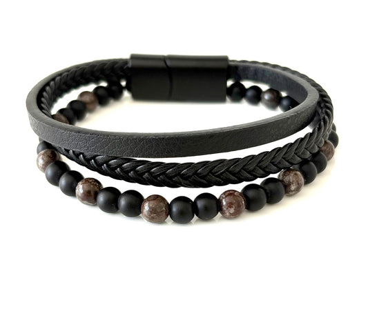 Stylowa Bransoletka Męska ze Skóry