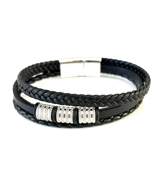 Stylowa Bransoletka Męska ze Skóry