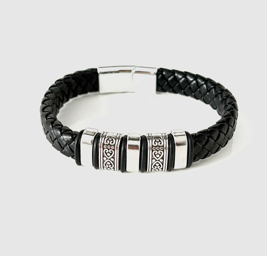 Stylowa Bransoletka Męska ze Skóry