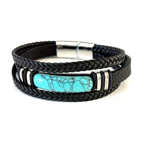 Stylowa Bransoletka Męska ze Skóry